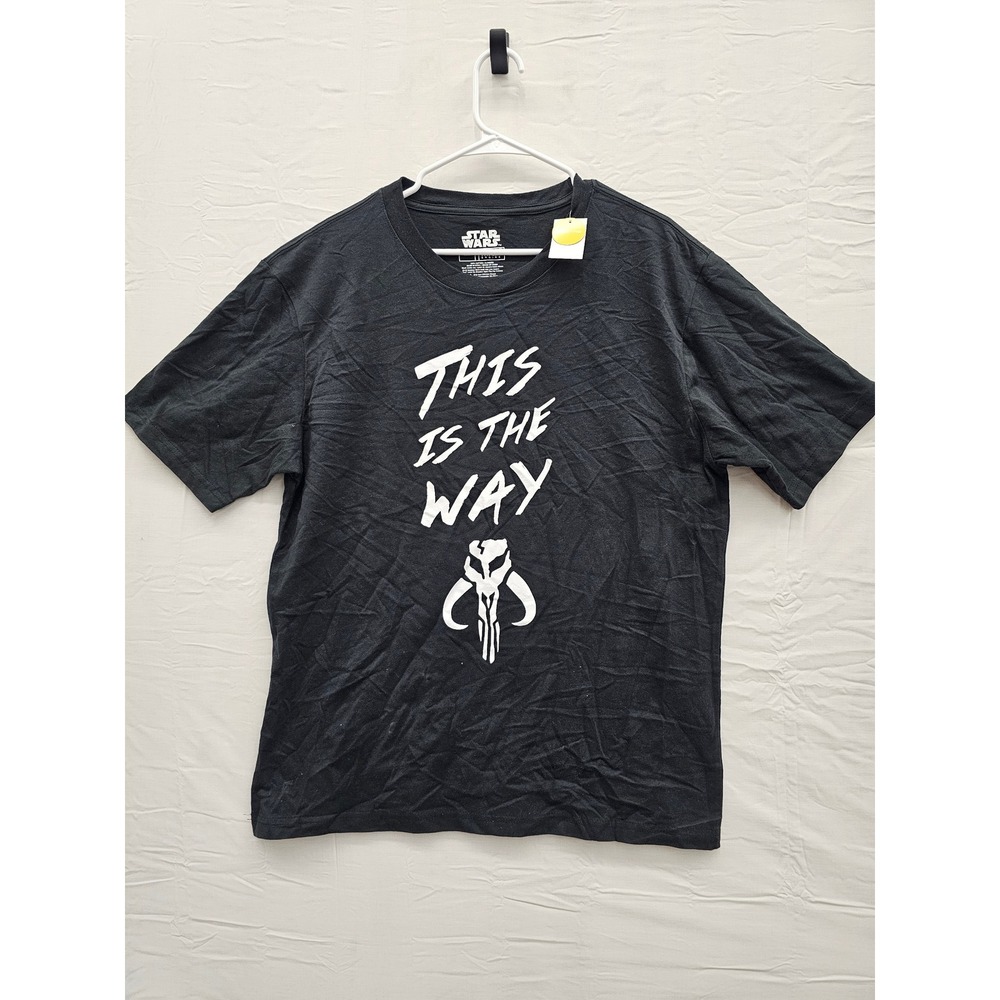 Star Wars Mens Mandalorian Graphic T-Shirt Black Cotton Casual Size Large